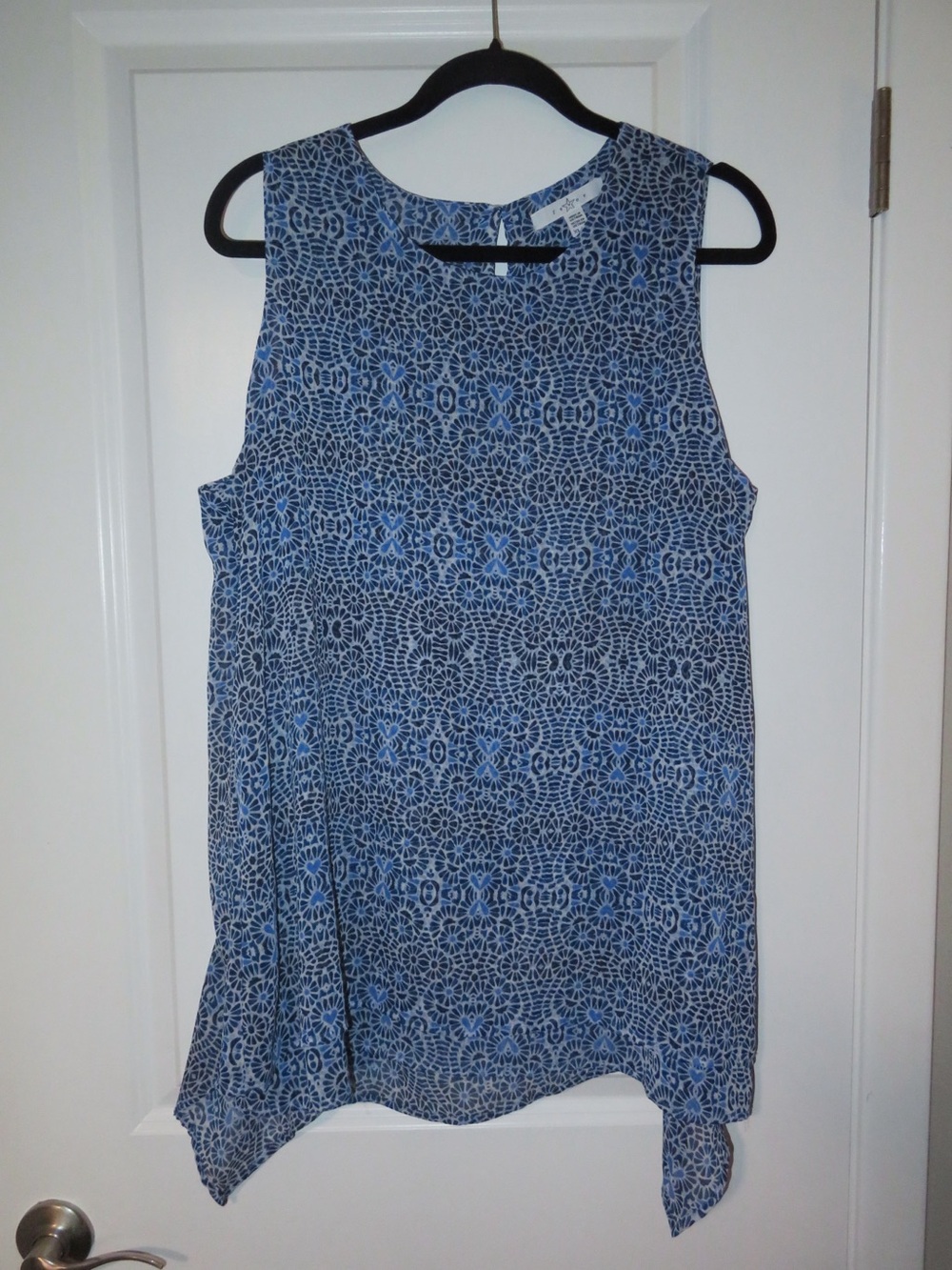 Fever Blue Printed Sleeveless Tank